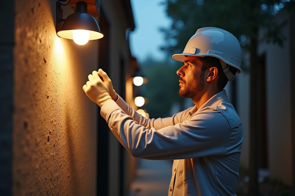 Instalación exterior de luminarias